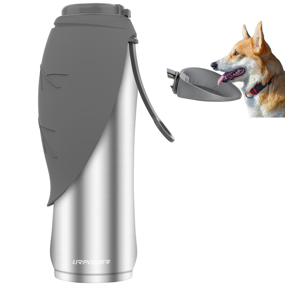 Urpower 27 Oz Large Dog Water Bottle, Double Wall Insulated Stainless Steel Dog Travel Water Bottle Leak Proof Portable Pet Wate
