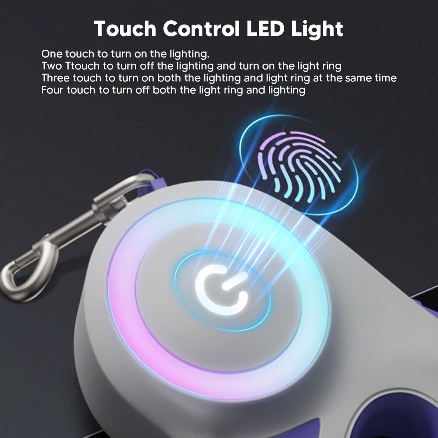 Best Dog Supplies Luminous Retractable Dog Leash With Front Safety Led Light - 360Tangle-Free Training Leash For Ultimum Freedom