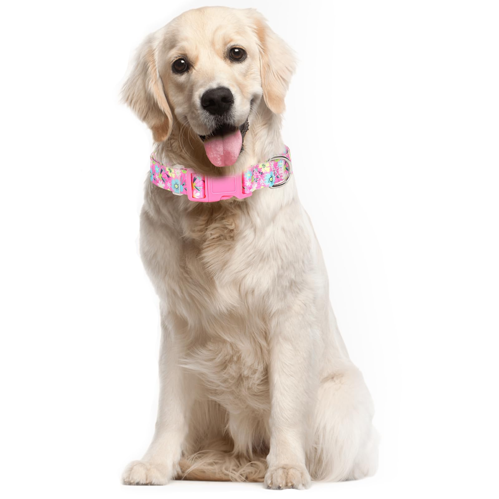 Girl Dog Collar For X-Large Dogs,Cute Pink Flowers Female Dog Collars Adjustable Soft Nylon Dog Collars For Small Medium Large X