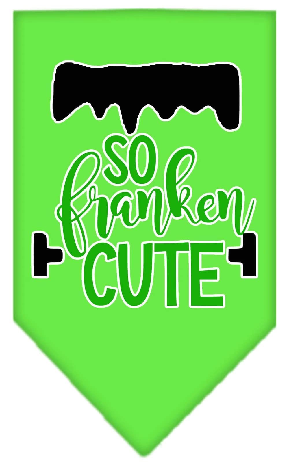 Halloween Pet and Dog Bandana Screen Printed, "So Franken Cute" Navy Blue Small