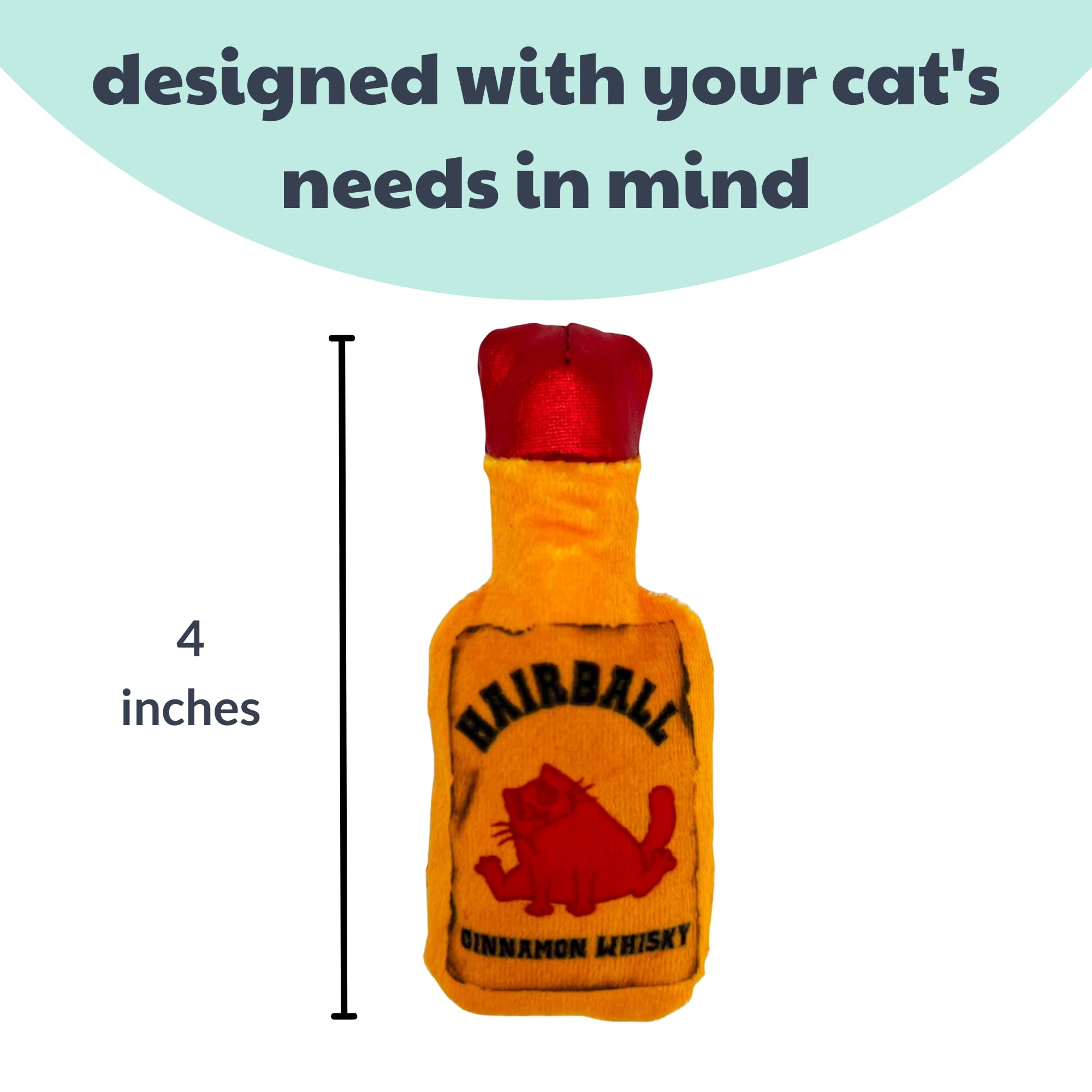 Huxley & Kent Plush Cat Toy - Hairball Cinnamon Whiskey - Nappy Hour Strong Catnip Filled - Plush Interactive Kitten and Cat Toy