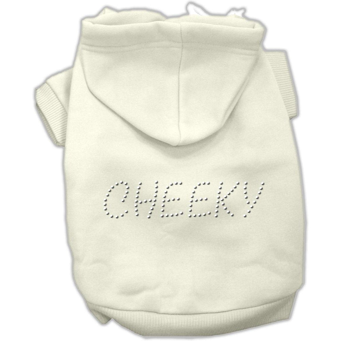 Pet, Dog & Cat Hoodie Rhinestone, Cheeky Cream MD (6-10 lbs.)