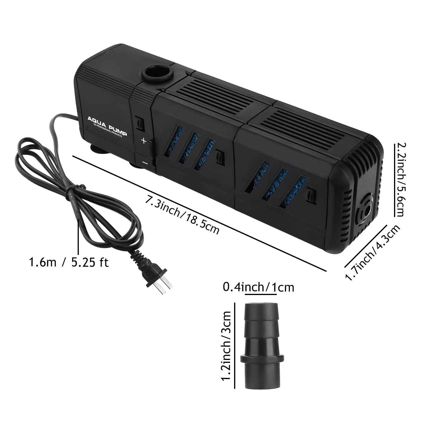 No.17 Submersible Aquarium Internal Filter 8W, Adjustable Fish Tank Filter With 200 Gph Water Pump For 10-50 Gallon Fish Tank