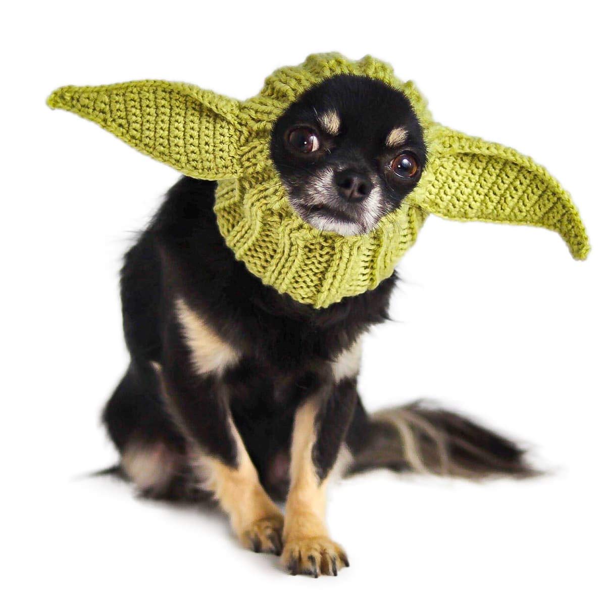 Zoo Snoods Baby Yoda Costume - Alien Knit Dog Snood Wrap For Pets, Warm Neck Ear Cover Protection For Halloween And Winter (Large)