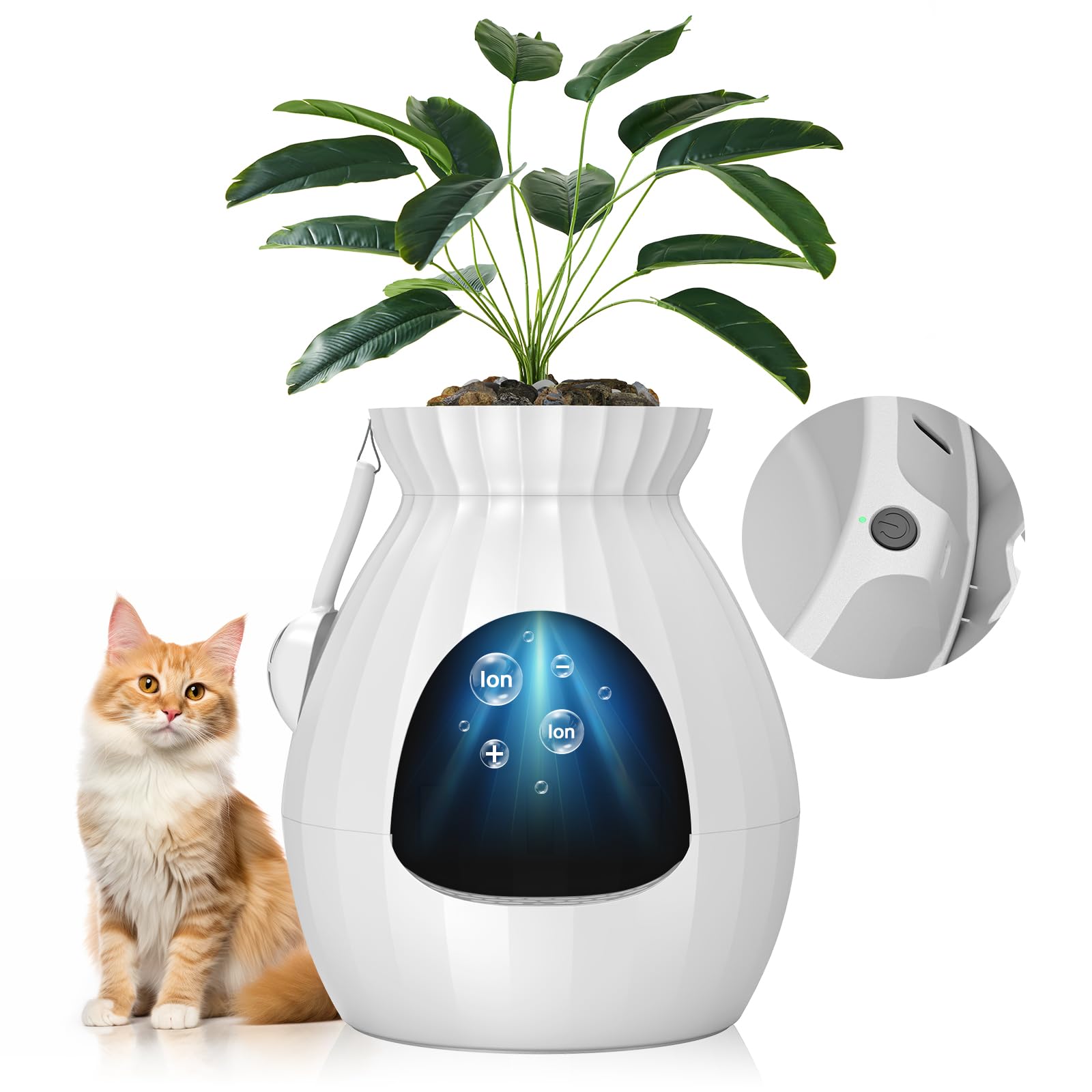 Plant Litter Box Equipped With Odor Removal System,Hidden Cat Planter Litter Box Enclosure For Big Cats,Enclosed Secret Cat Litt