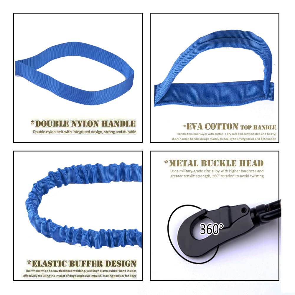 Tactical Dog Collar And Leash Set Tactical Dog Collar With Handle Bungee Leash Adjustable Military Training Nylon Collar Dog Training Collar Leash Set With Control Handleand Metal Buckle(Dark Blue S