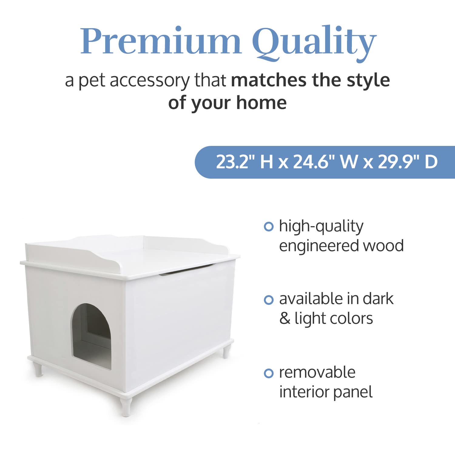 Designer Catbox Cat Litter Box Enclosure, Hidden, Dog-Proof Pet Furniture With Cover, Elegant, Covered, Odor Contained For Large Cats, Cat Litter Box Furniture With Lid, White, Jumbo Sized