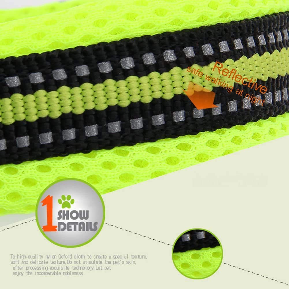 Creation Core Reflective Dog Collar With Ring Breathable Mesh Soft Padded Adjustable Nylon Pet Collar 0.6' Wide, Orange Xxs