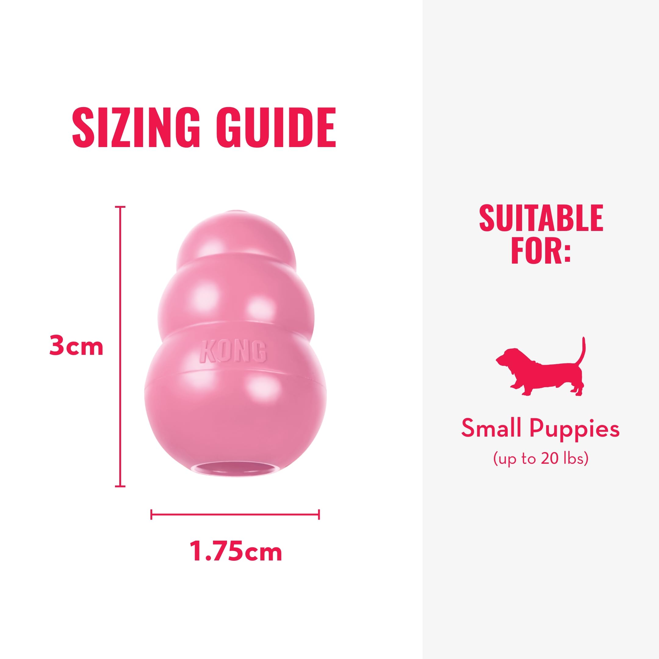 Kong Puppy - Natural Teething Rubber Chew Toy For Dogs - Stuffable Dog Toy For Extended Playtime - Chew & Fetch Toy For Puppies - For Small Puppies - Pink