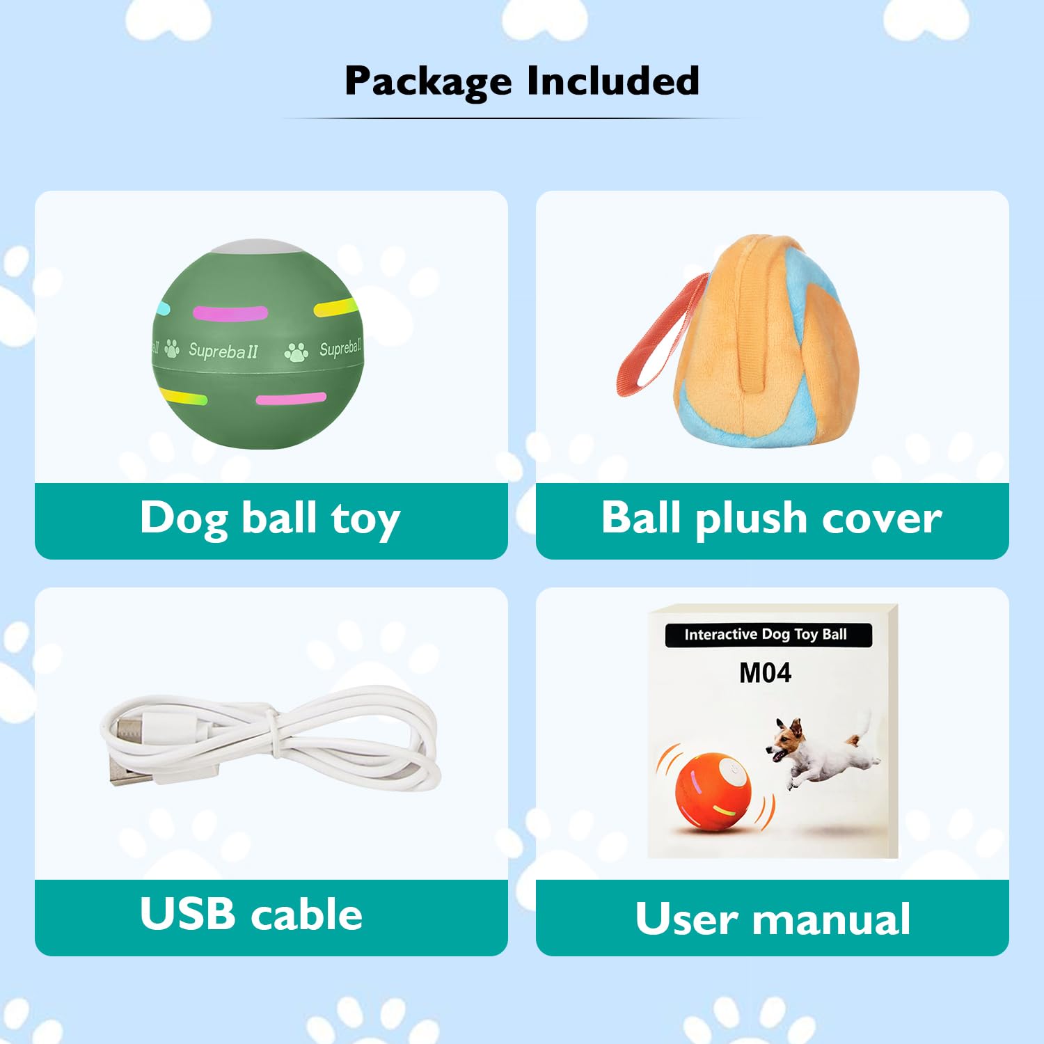 Barhomo Dog Balls,The 3Rd Generation Interactive Toys For Puppy/Small/Medium/Large Dogs,Improved Dog Rolling Effect Tennis Ball With Strap, Tough Motion Activated Automatic Moving Dog Toys (Green)