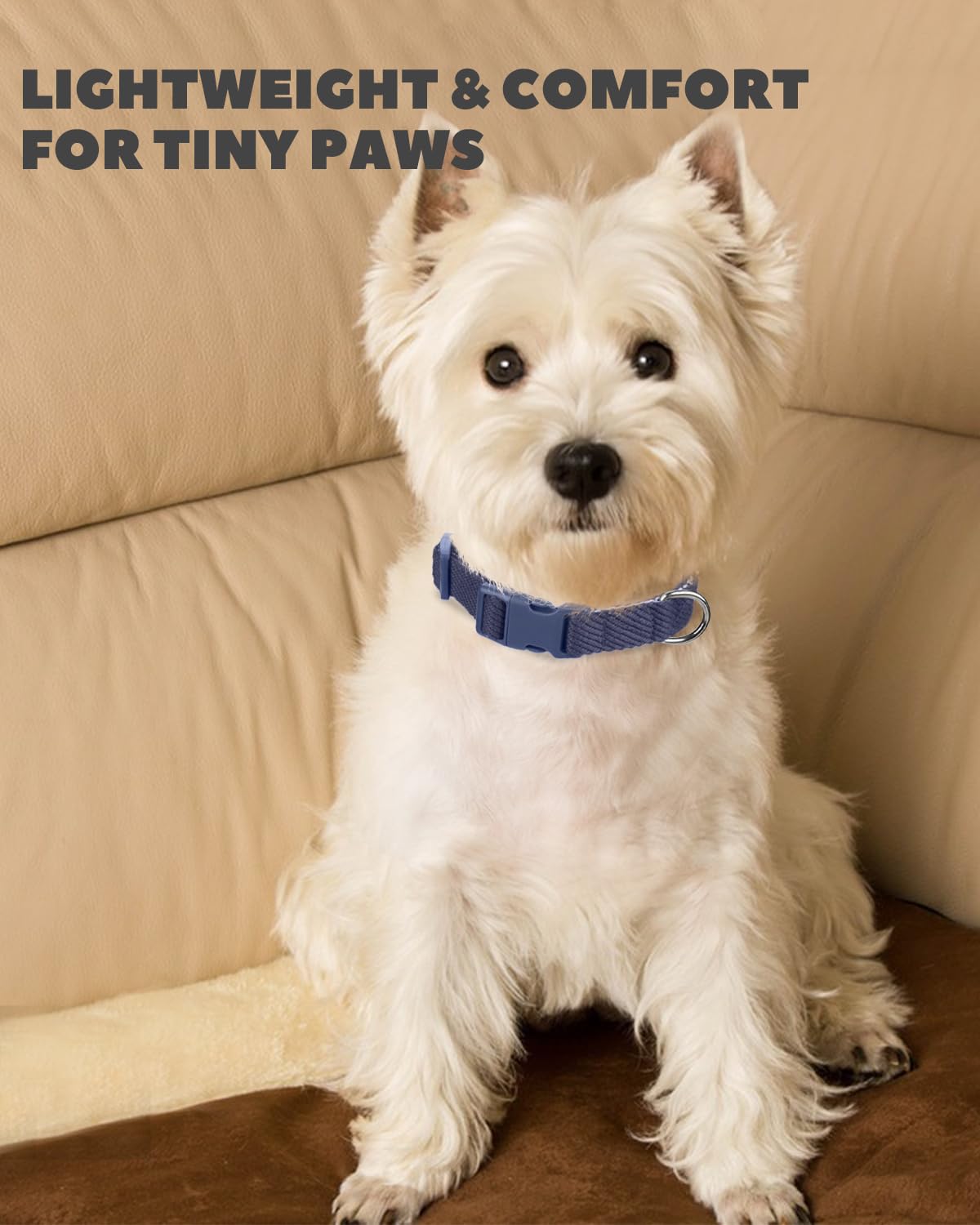 Dynmeow Soft And Breathable Cotton Dog Collar, Durable Adjustable Pet Collar With Quick-Release Buckle, Lightweight For Sensitiv