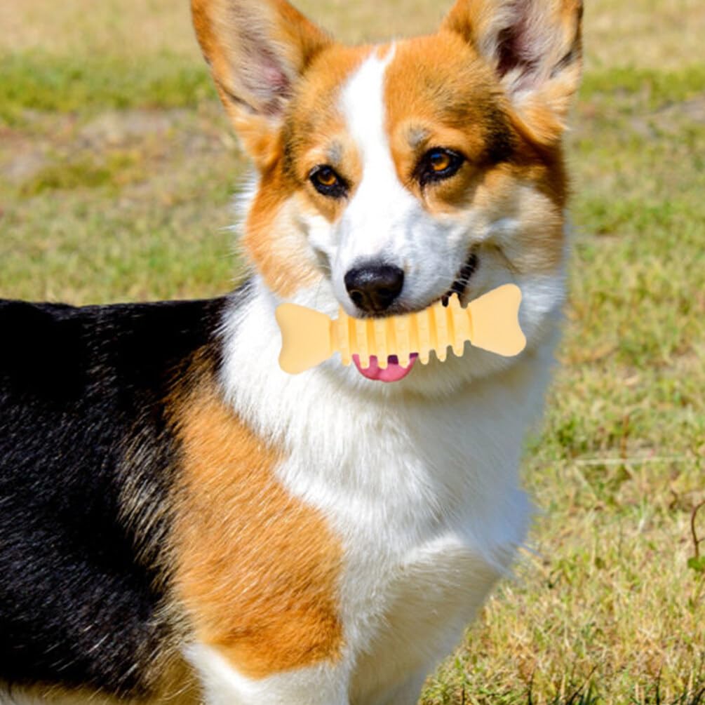 Milisten Durable Interactive Dog Toys Milk Flavor Dog Chewing Toys Fish Bones Shaped For Large Medium Small Agressive Puppies-2P