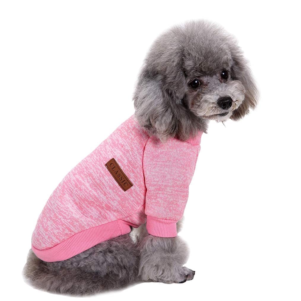 Jecikelon Dog Clothes Dogs Sweater Soft Puppies Clothing Winter Puppy Sweaters Warm Outfit For Dogs Small Xxs Xs Cat Apparel (Pink, Xxs)