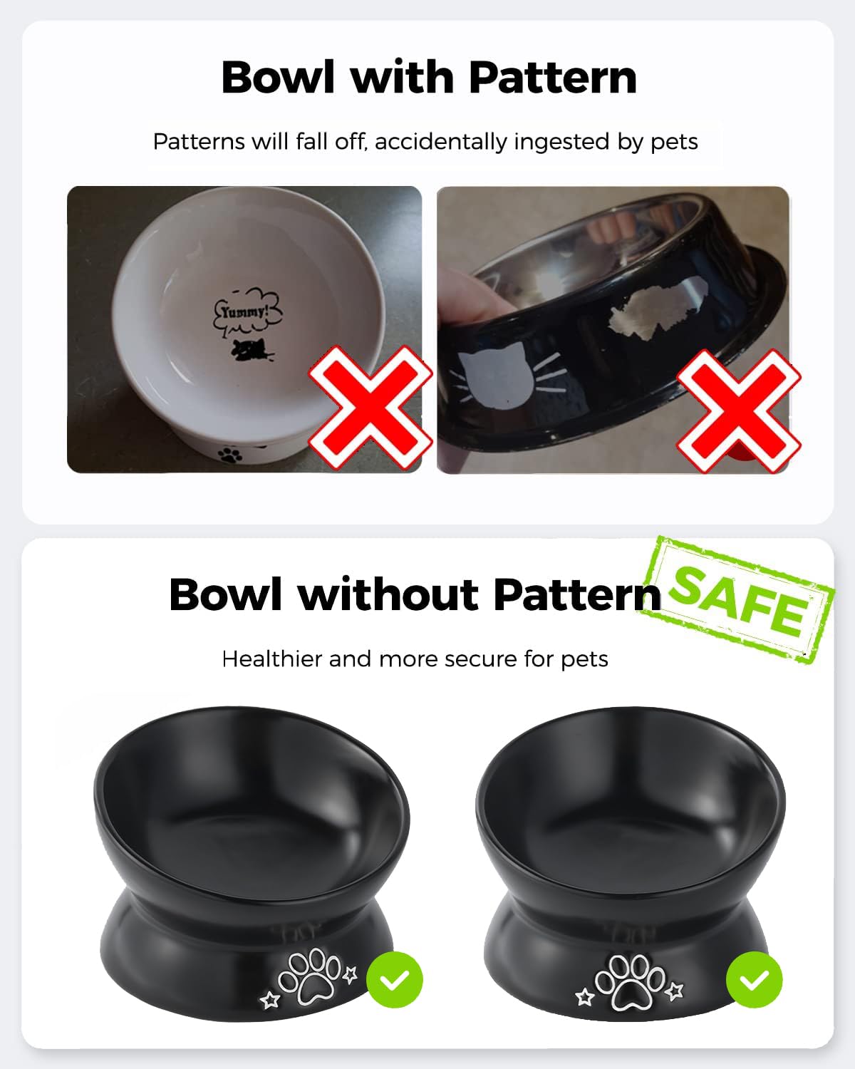 LoeJan Elevated Cat Food Bowl, 5 Oz Ceramic Raised and Tilted Water Bowl, Anti Vomiting and Protect Pets  Spines Dishes for Sma
