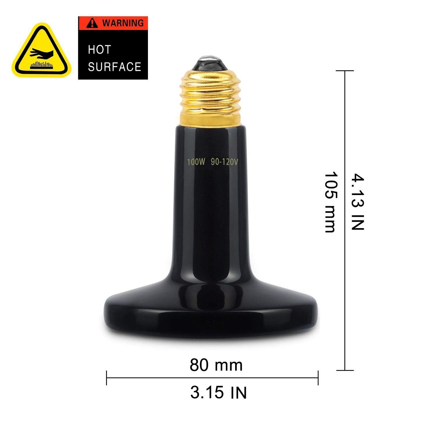 Omaykey 2-Pack 100W Ceramic Heat Lamp With 1-Pcs Digital-Thermometer, Infrared Heat Emitter Bulbs For Reptiles, Amphibians, Chicken Brooder Coop Lizard Turtle Snake, No Light No Harm