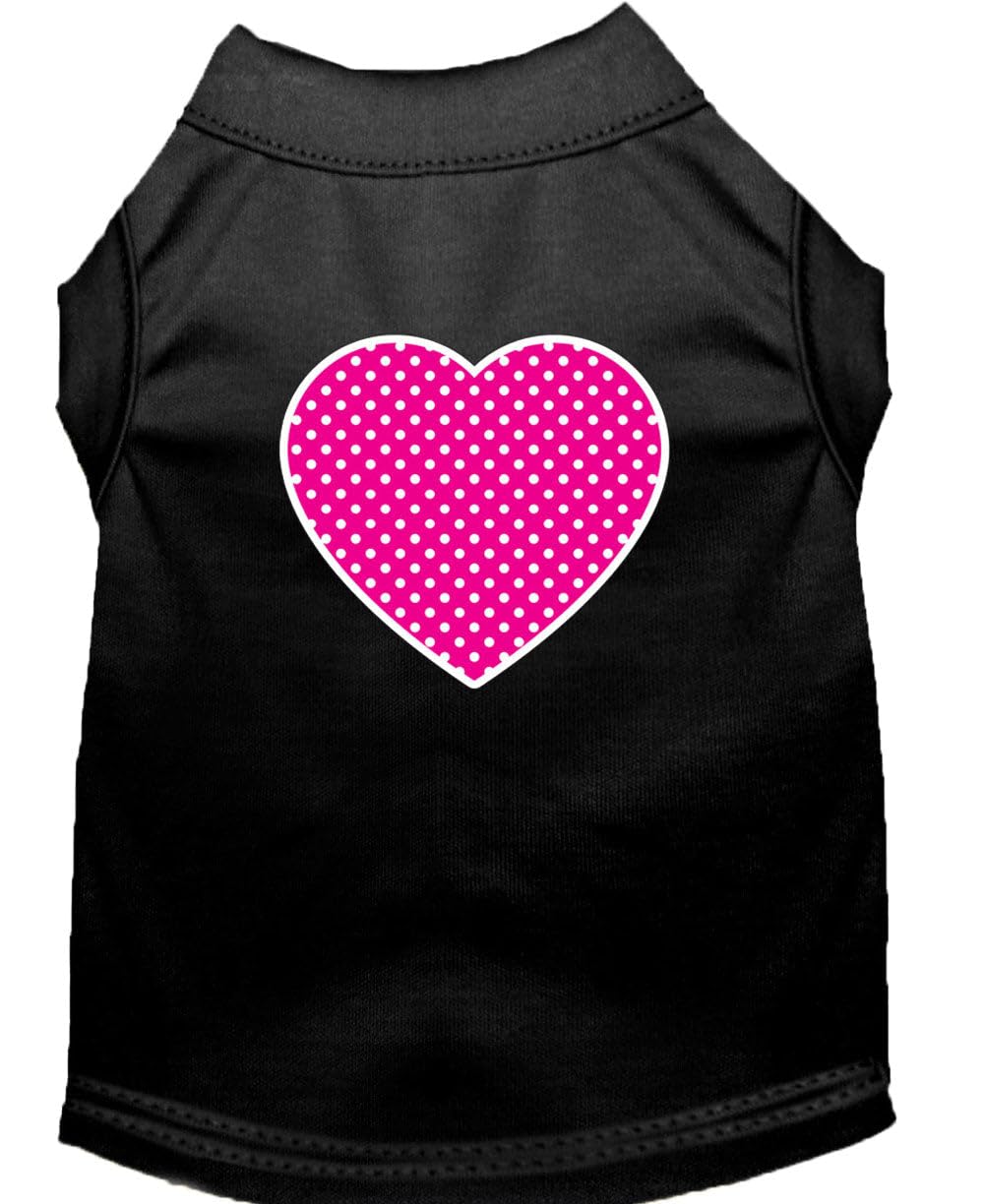 Pet Dog & Cat Shirt Screen Printed, &quot;Pink Swiss Dot Heart&quot; Black 2XL (20-25 lbs.)