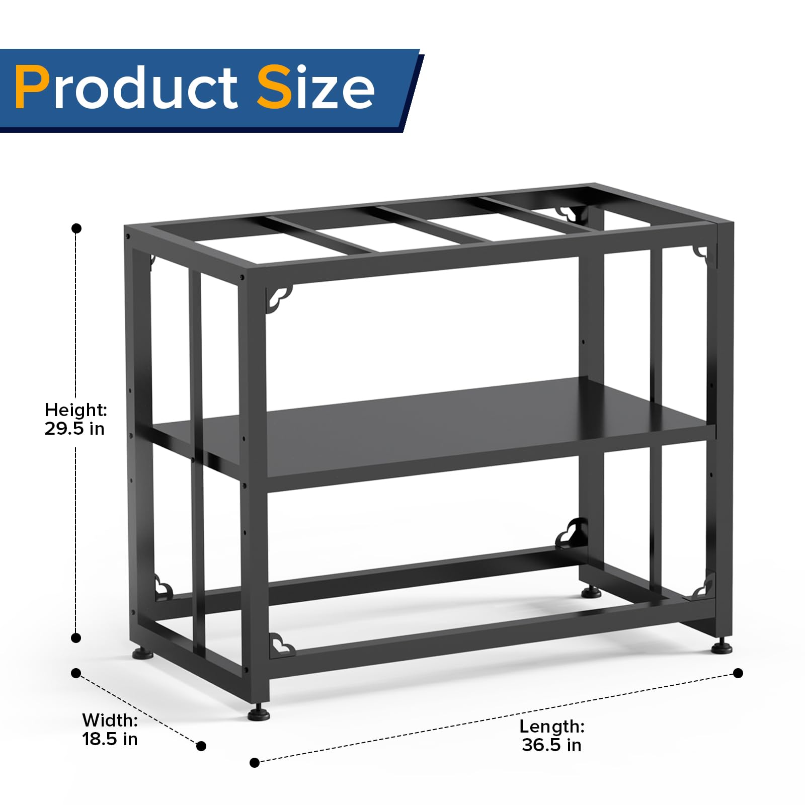TOCRETOARE Fish Tank Stand 40 Gallon, Metal Aquarium Stand 36.5 L x 18.5 W*29.5   H, Double-Layer Storage Design, Suitable for H