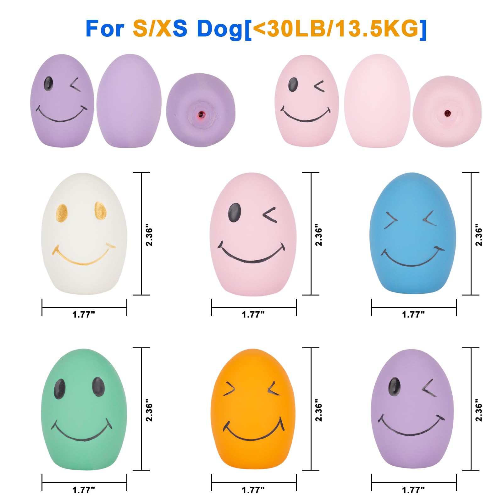 Gulucute Dog Squeaky Toy Latex Bouncy Egg Balls Squeaker For Small Dogs Puppy Durable Rubber Squeak Balls For Teddy Interactive