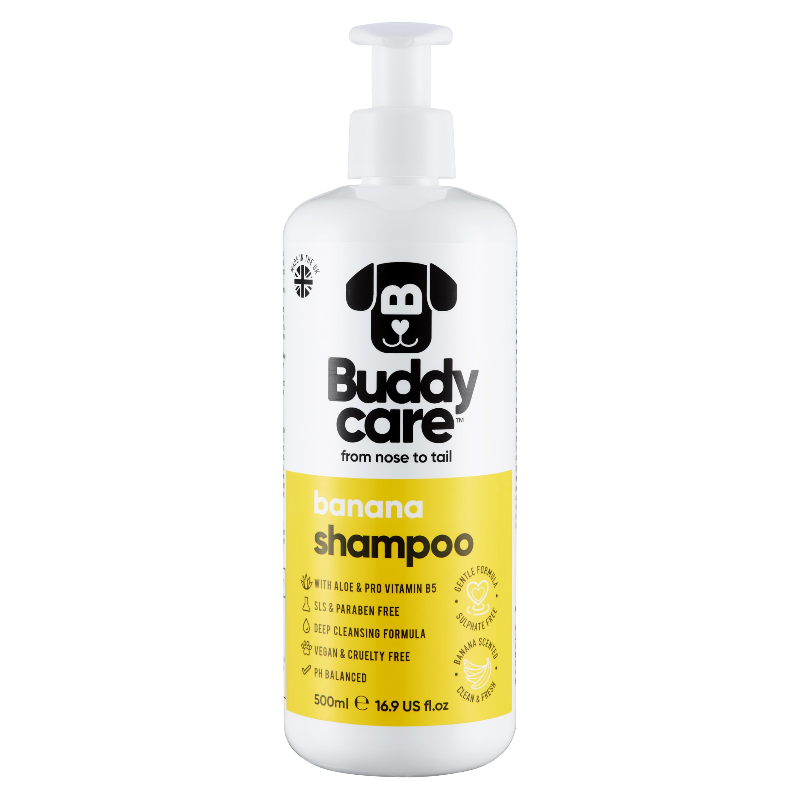 Banana Dog Shampoo By Buddycare | Deep Cleansing Shampoo For Dogs | Banana Scented | With Aloe Vera And Pro Vitamin B5 (16.9Oz)