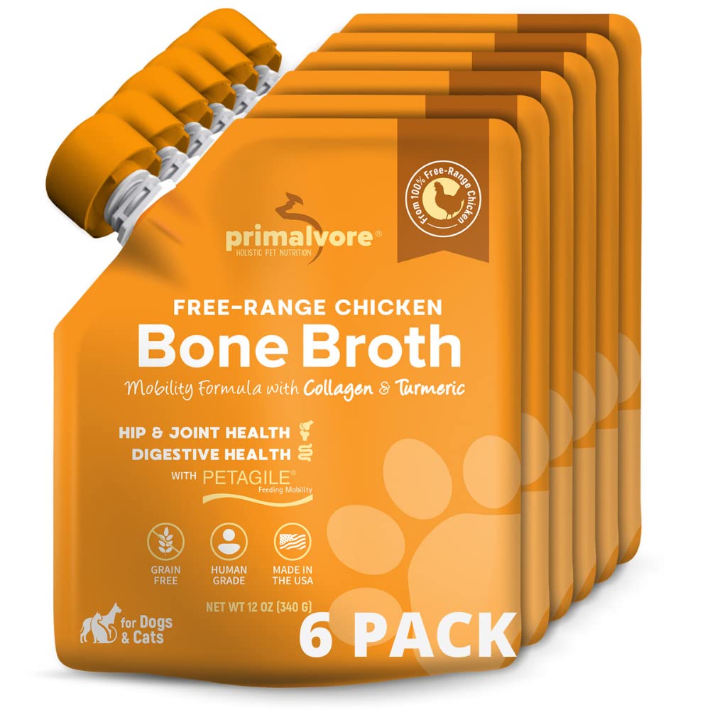 Primalvore Free-Range Bone Broth For Dogs &Cats, Mobility Formula W/Collagen Peptides To Help Support Hip & Joints, Digestion, S