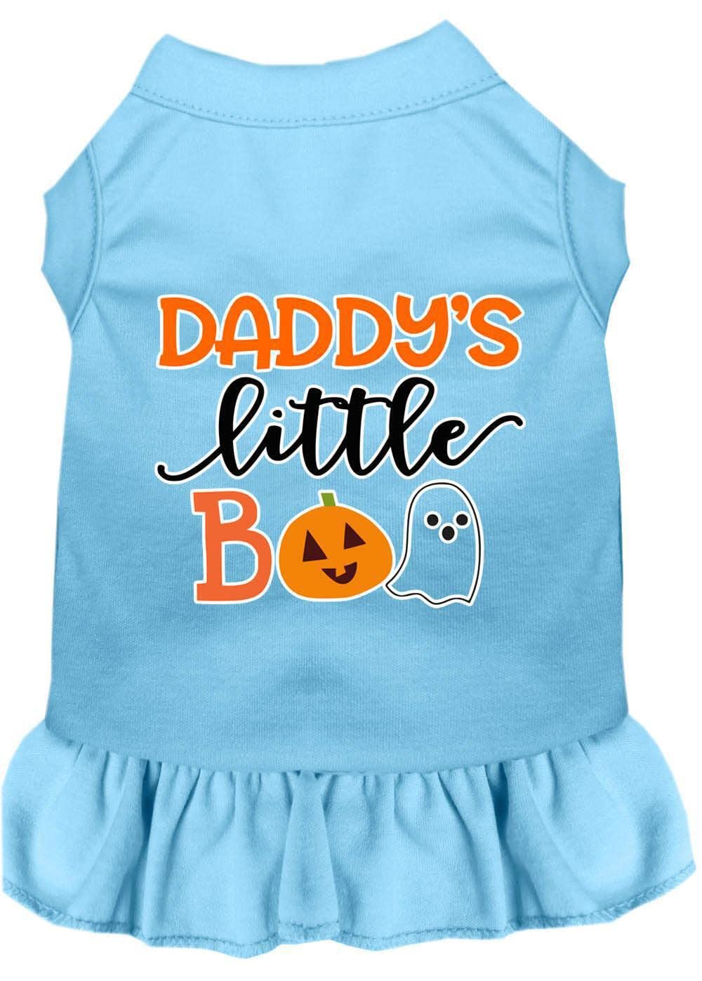 Halloween Pet Dog & Cat Dress Screen Printed, "Daddy's Little Boo" Red W/White LG (10-14 lbs.)
