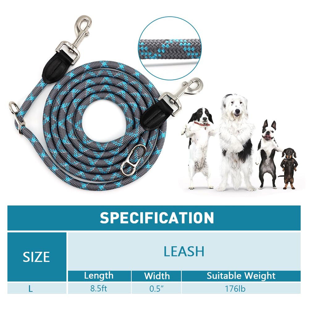 Pawstrip Hands Free Dog Leash Multifunctional Dog Running Leash Reflective Waist Leash For Dog Walking Adjustable Crossbody Dog Training Leash Nylon Double Leashes For Small Medium Large Dogs (Gray)