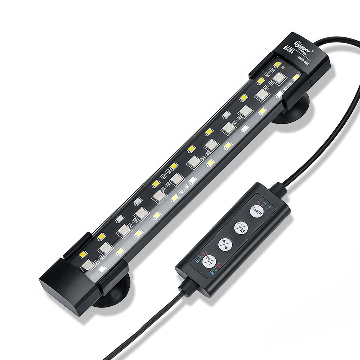 Hygger 24/7 Mode Submersible Aquarium Led Light, Full Spectrum Hidden Fish Tank Light With 3 Rows Beads 7 Colors Auto On Off Sun