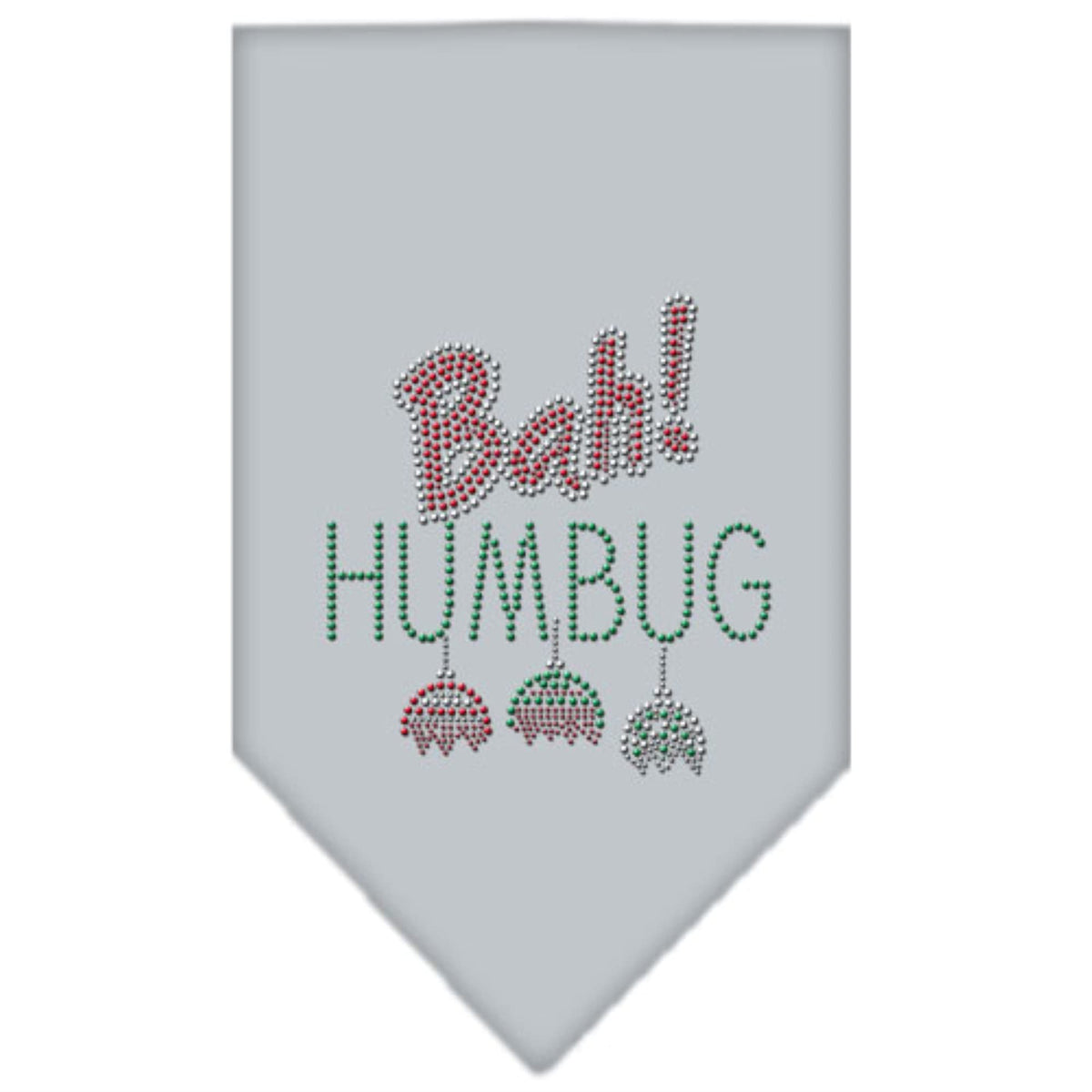 Christmas Pet and Dog Bandana Rhinestone, Bah Humbug Grey Large