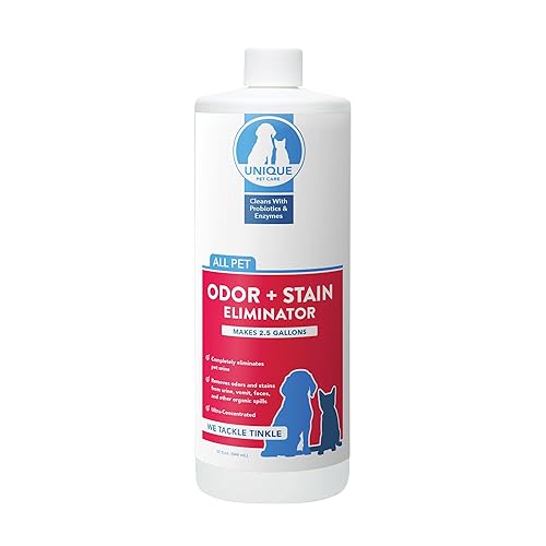 Unique Pet Odor And Stain Eliminator Liquid Concentrate - Makes Over 2.5 Gallons - Eliminates Pet Odors And Stains (32 Oz)