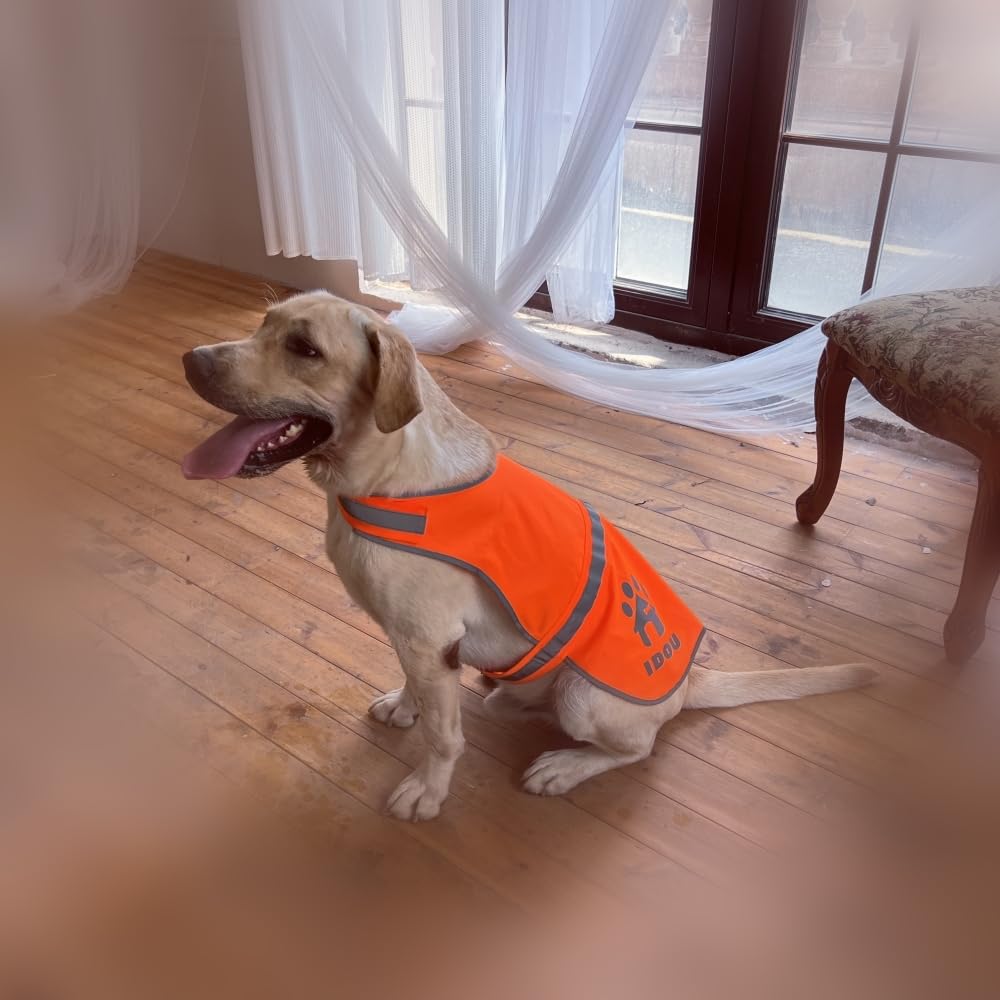 Idou Orange Reflective Dog Safety Vest - High Visibility For Walking, Jogging & Training - Size Xl