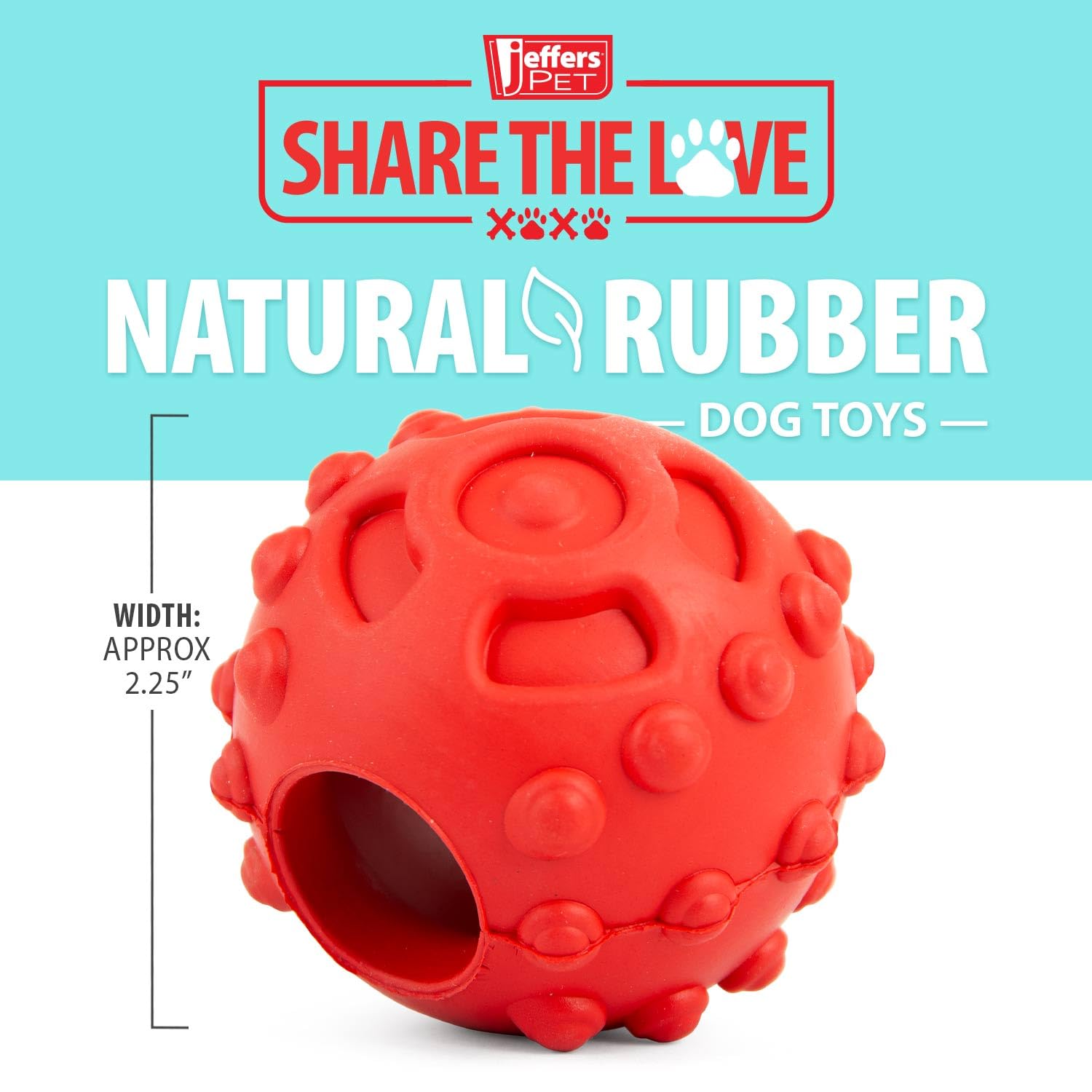 Jeffers Pet Natural Rubber Dog Chew Toy - Red Hollow Ball, Medium - Treat Dispensing, Vanilla Scent, Durable, Non-Toxic, Dishwas