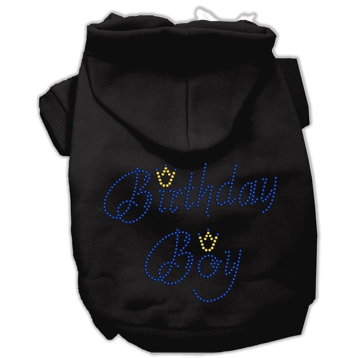 Birthday Pet Dog & Cat Hoodie Rhinestone, &quot;Birthday Boy&quot; Black 3XL (25-35 lbs.)