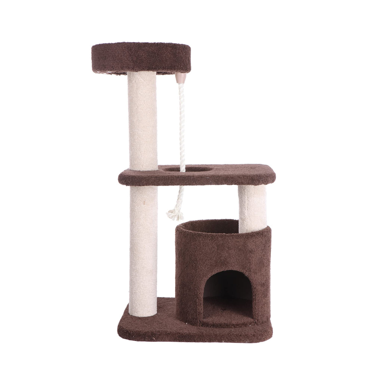 Armarkat 3-Tier Carpeted Cat Tree Condo F3703, Real Wood Kitten Activity Tree, Brown