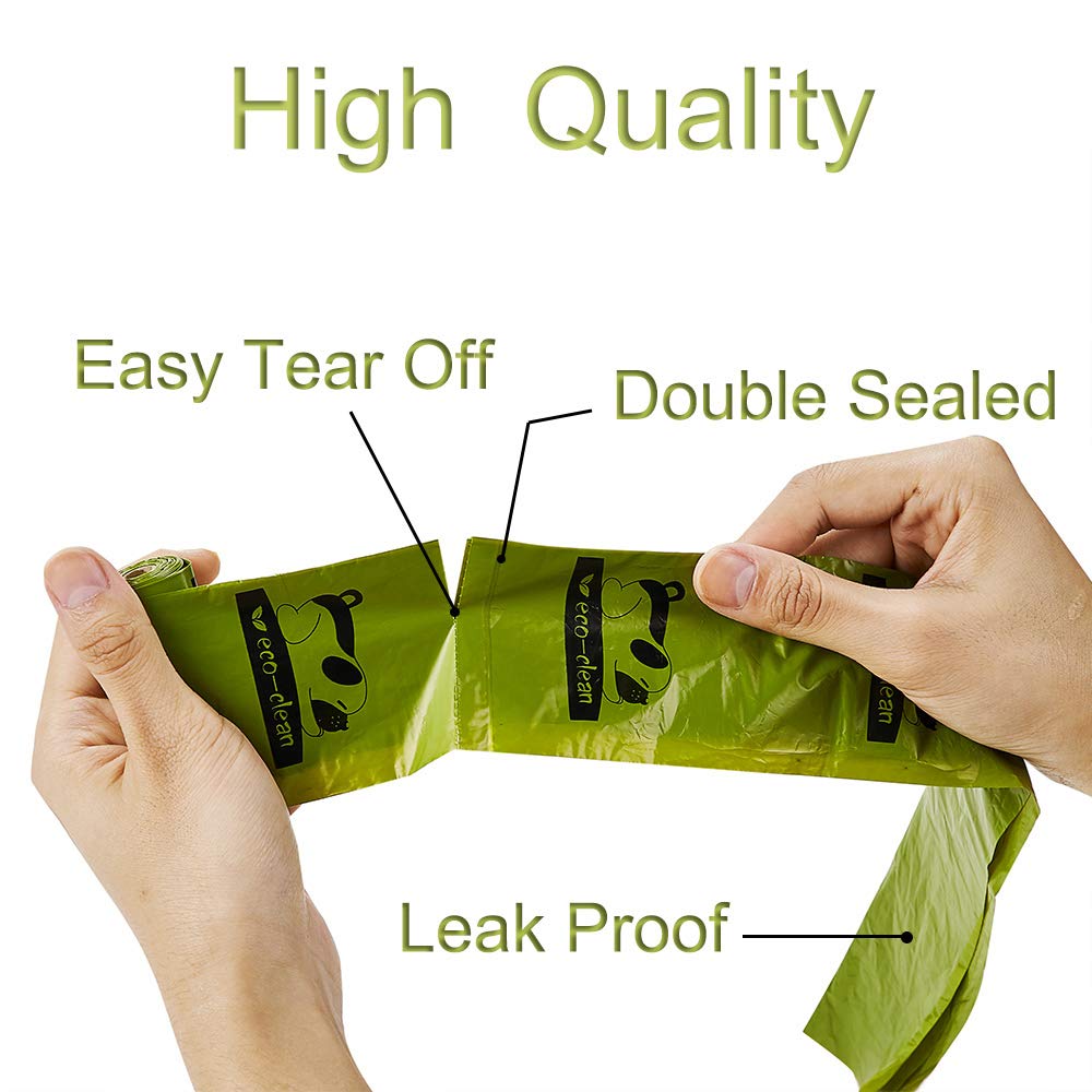 ECO-CLEAN Dog Poop Bags, 360 Unscented Leak-Proof Waste Bags with Dispenser, Green, Easy Tear-Off, 24 Rolls, 361 Piece Set