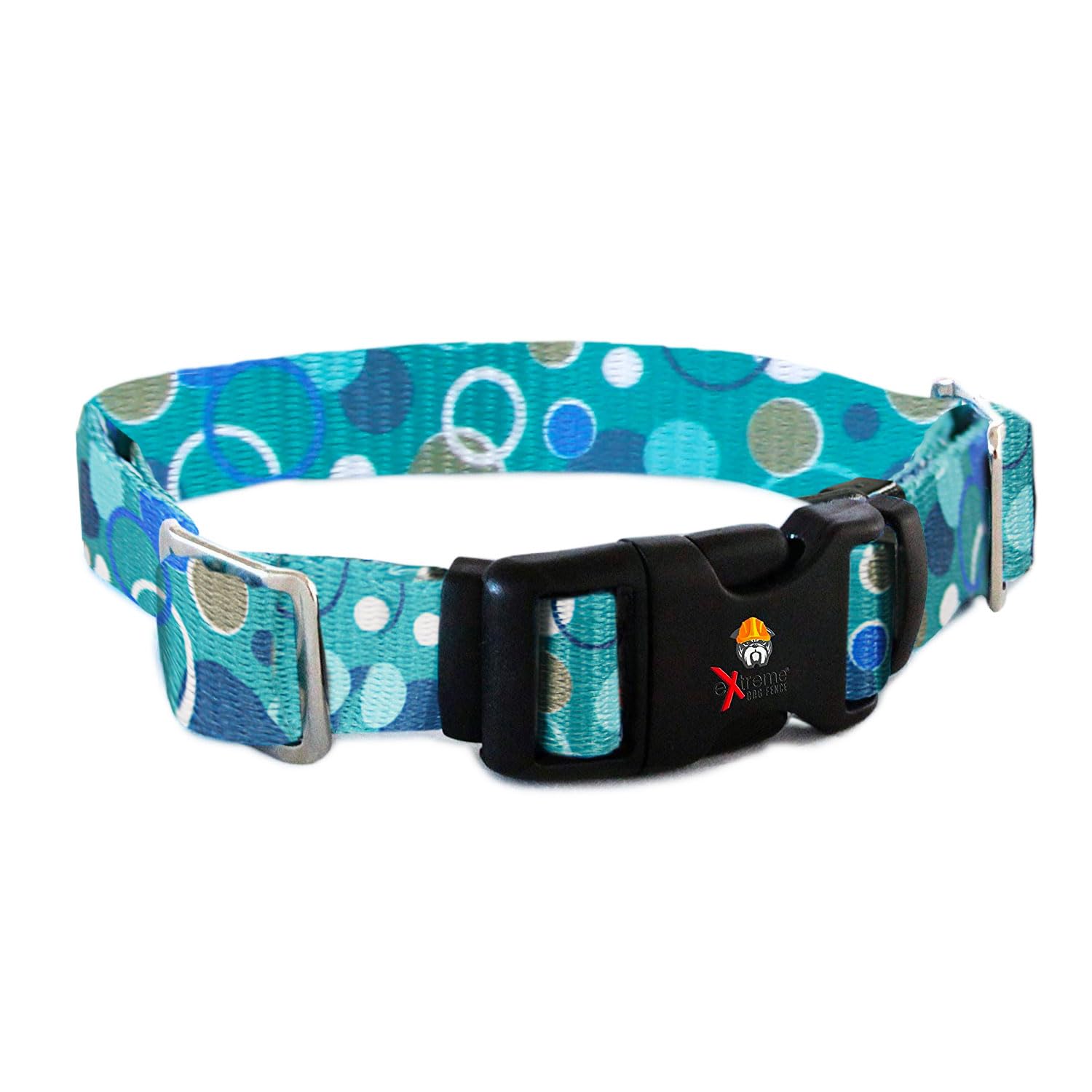 Extreme Dog Fence Replacement Containment And Training Collar Strap For Most Underground Electric Dog Fence Brands - Blue Bubbles (Medium: 13' - 18' X 3/4')