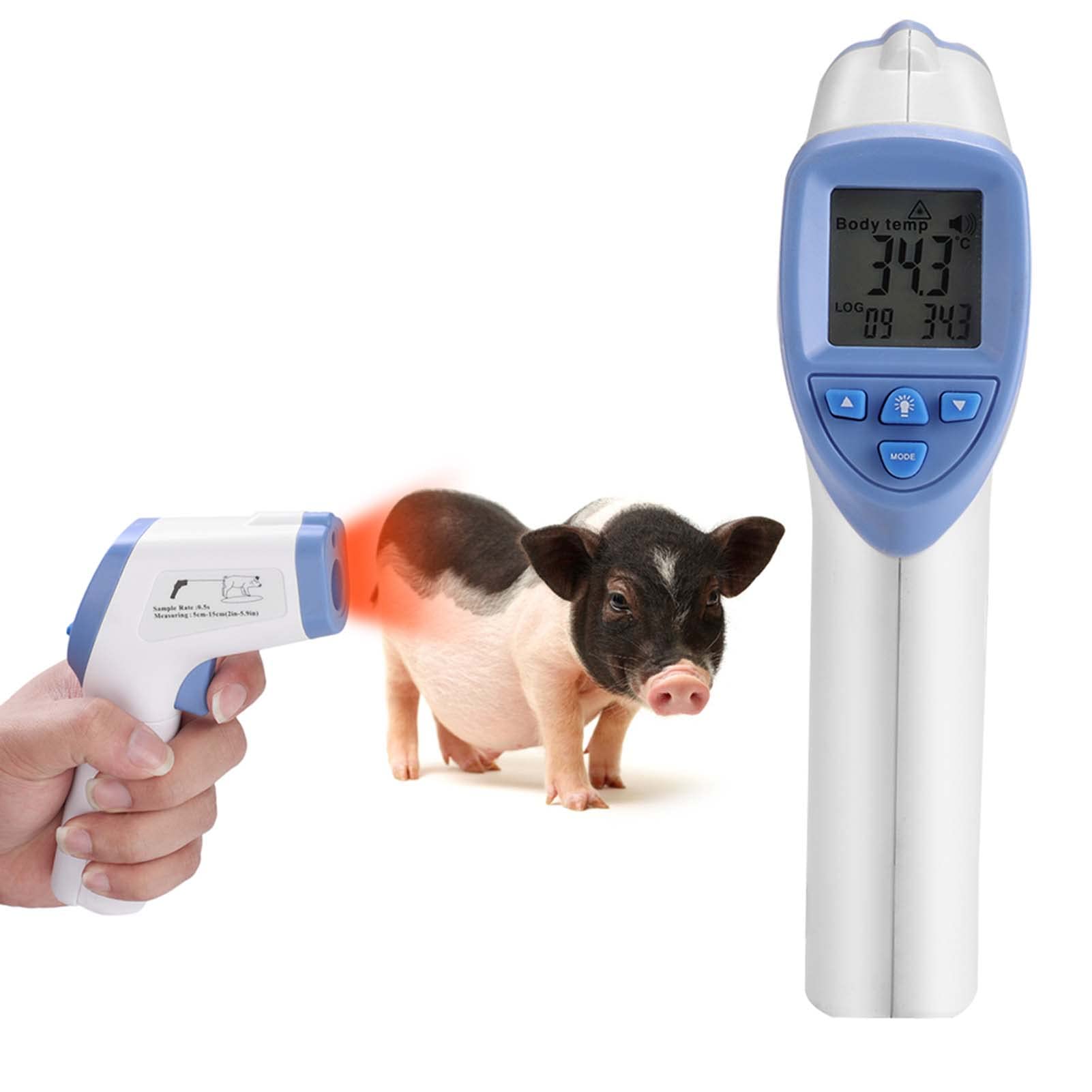Veterinary Thermometer, Fast Digital 0.1 Accuracy Veterinary Infrared Thermometer Blue Non-Contact Digital Thermometer for Pig S