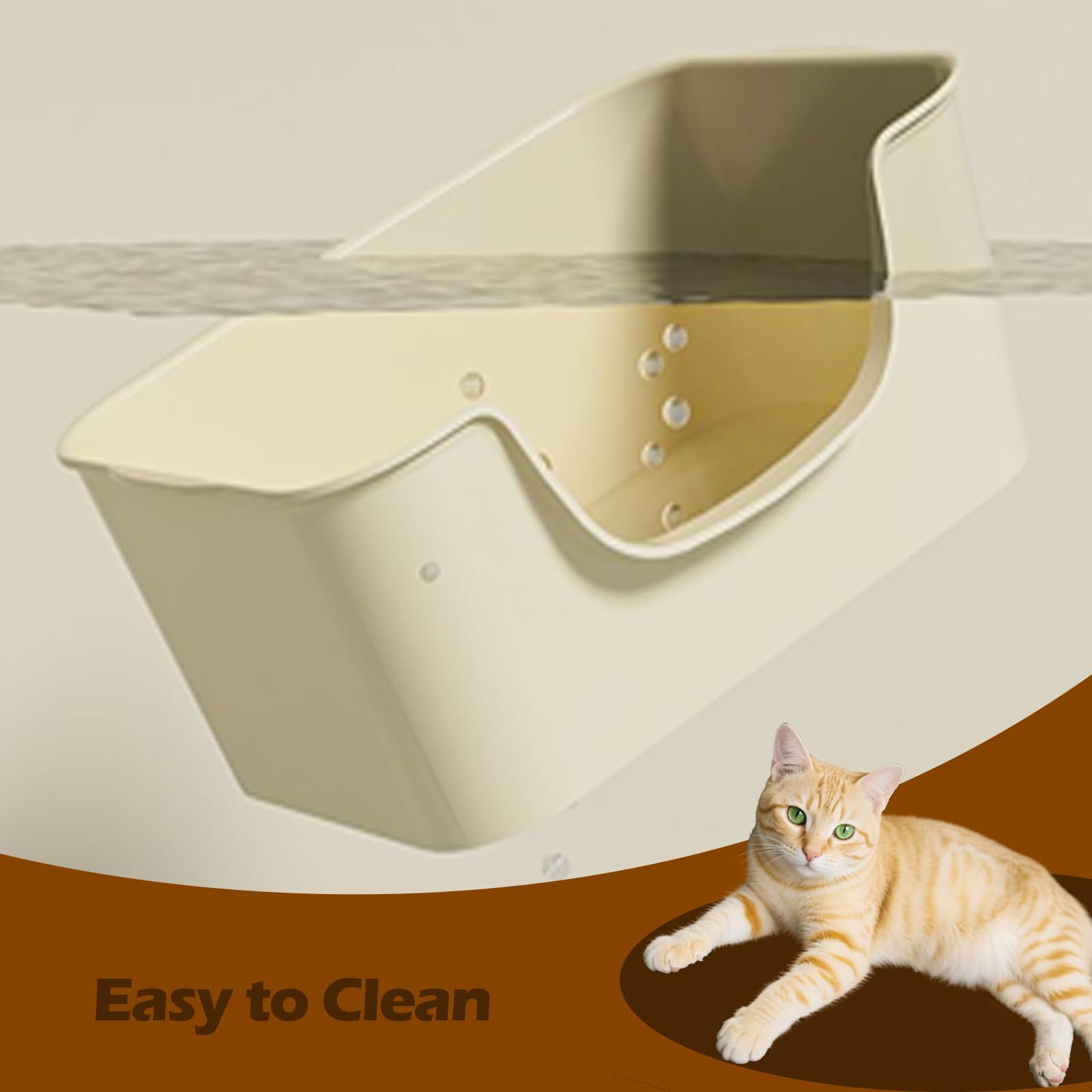 LoopTime Small Cat Litter Box with High Sides,Cat Boxes for Indoor Cats,Cat Litter Pan for Kitty,Litter Box with Low Entry,Easy