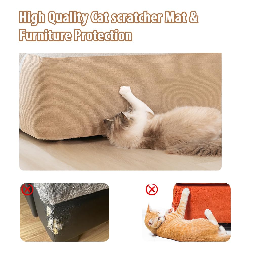 Natuya Cat Scratch Couch Furniture Protector, 78.7X15.8 Self-Adhesive Cats Scratching Pad Deterrent, Trimmable Diy Climbing