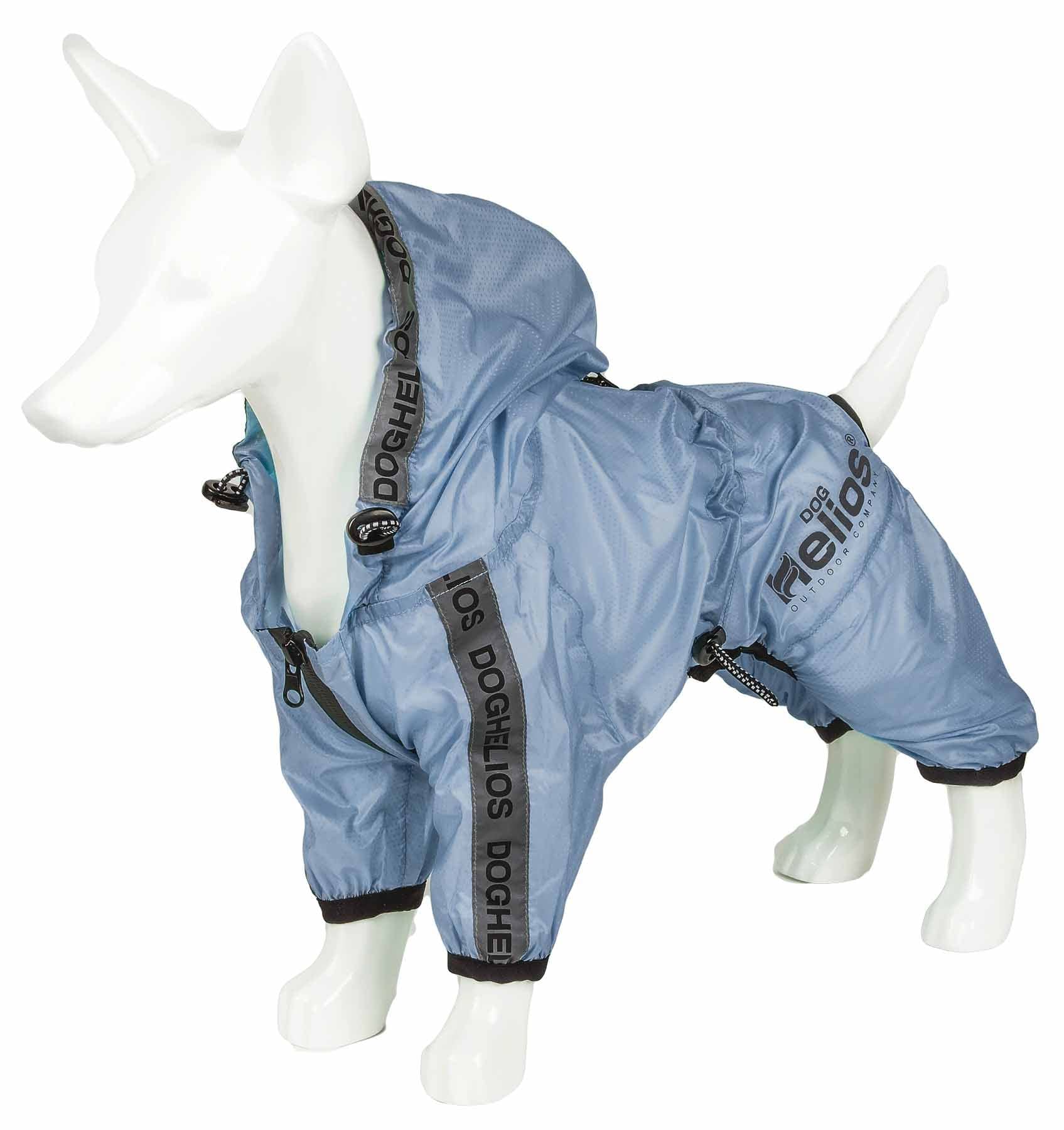 Dog Helios Torrential Shield Waterproof and Adjustable Full Body Dog Raincoat, SM, Blue