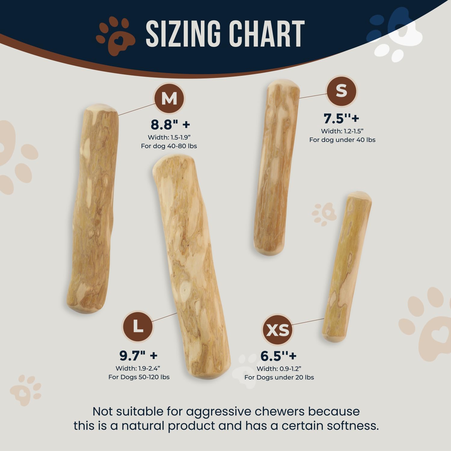 Gowgow Coffee Wood Dog Chew Stick For Regular Chewers, 9.7'', 2 Pack Size Large - 100% Natural Dog Toys - Teeth Cleaning & Relie