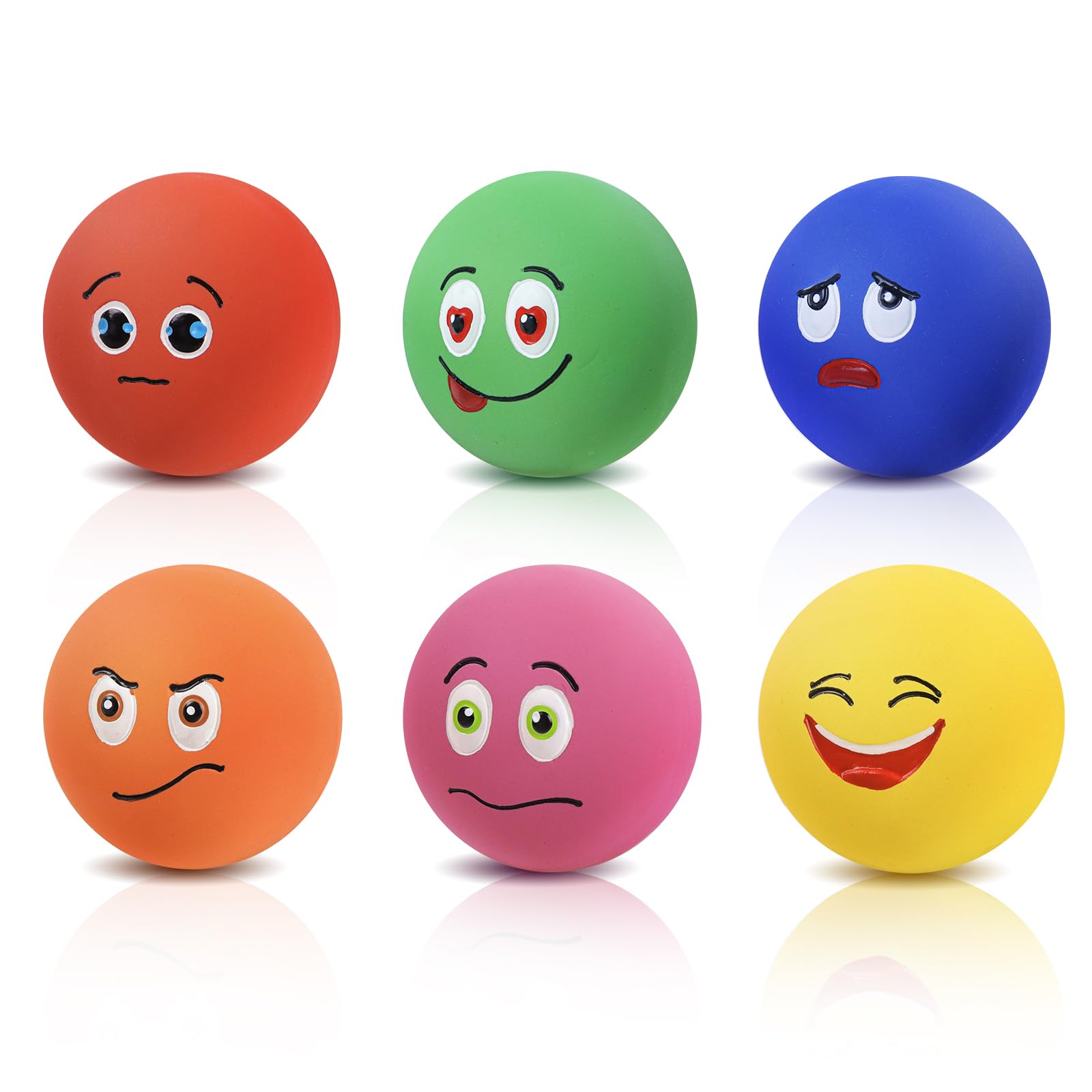 SCHITEC Squeaky Dog Toys, Funny Interactive Puppy Ball Toy, [6 Pack] Latex Rubber Squeak Pet Balls for Puppies Small Breed Dogs