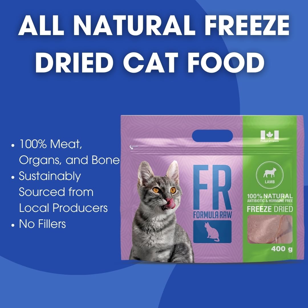 Formula Raw Freeze-Dried Raw Cat Food - Lamb Formula, High Protein, Grain-Free, Whole Ingredients, No Additives, Meal Mixer or T
