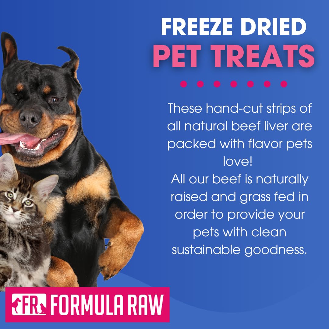 Formula Raw Freeze-Dried Beef Liver Pet Treats - Single Ingredient, High Protein Natural Snack for Dogs and Cats - Grain-Free, A