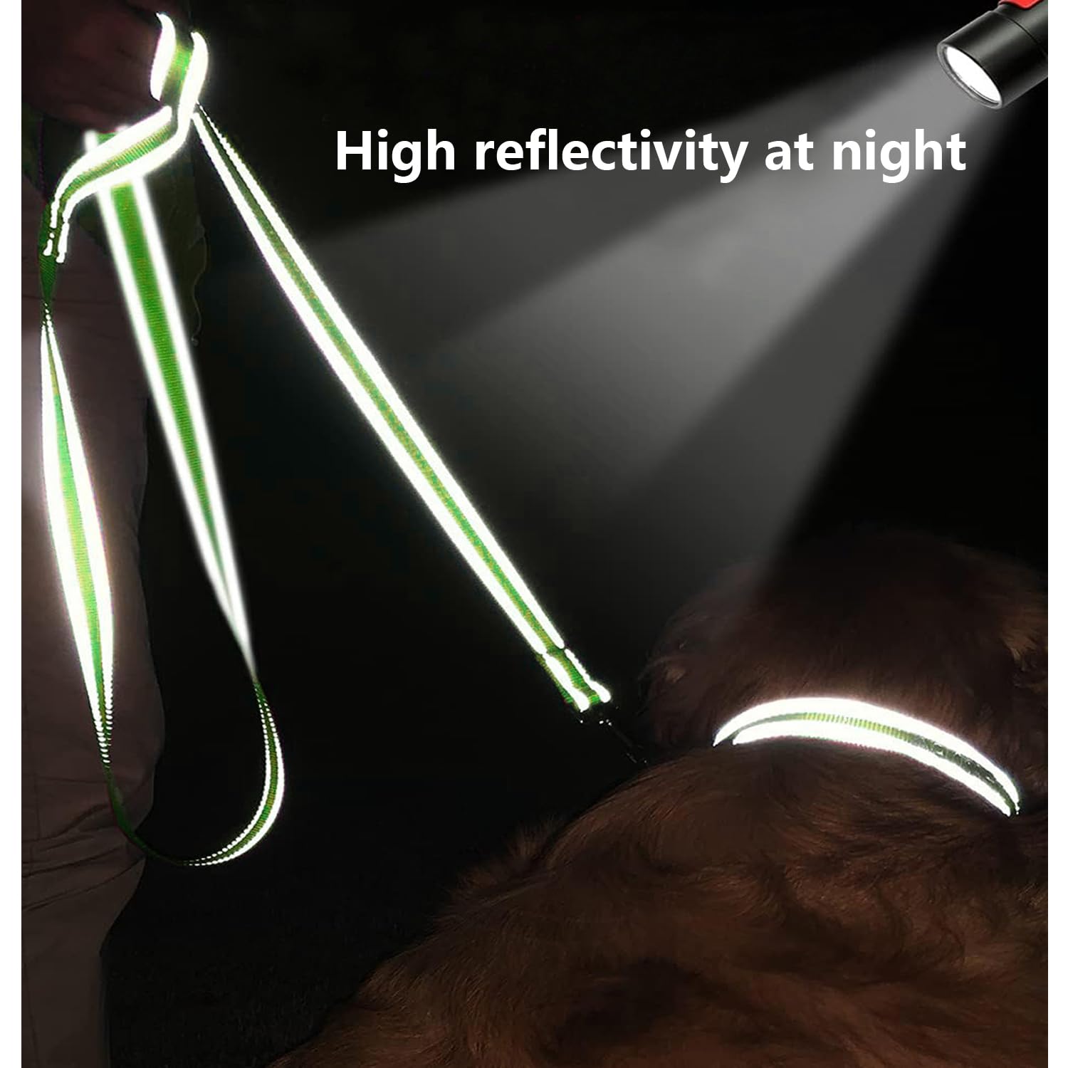 Penseepet Dog Leash 6 Ft Padded Handle Nylon Reflective Dogs Leashes For Medium Dogs Green