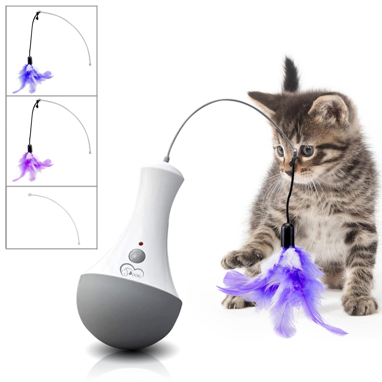Doel Interactive Cat Feather Toys, Automatic Cat Toy For Indoor Cats, Electronic Cat Exercise Toys, Gift For Adult & Kitten Cats
