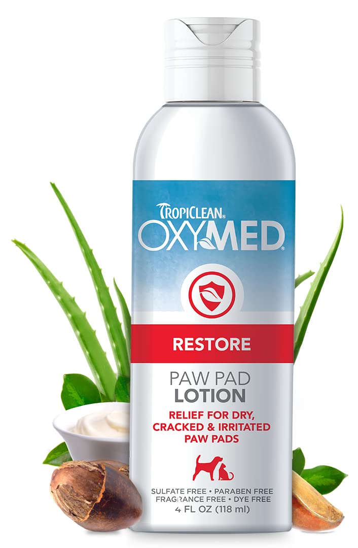 TropiClean OxyMed Dog Paw Balm, Moisturizing & Healing Dog Lotion for Dry Paws & Noses, Soothes Itchy Skin with Shea Butter and 