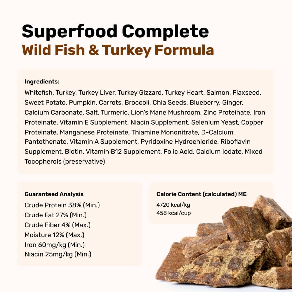 BADLANDS RANCH Superfood Air-Dried Wild Fish & Turkey Dog Food – High Protein for Daily Wellness – 24 oz