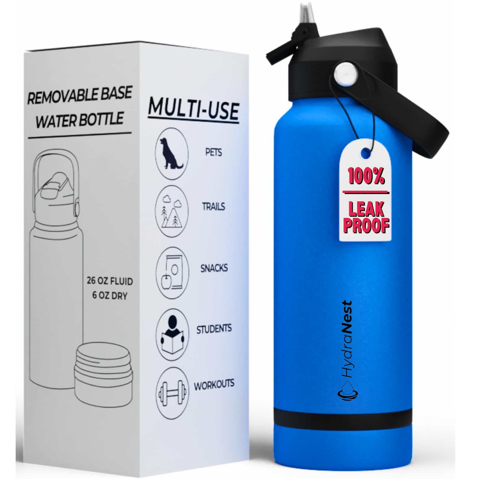 Sincere Gear Hydranest Dog Water Bottle 32Oz - Insulated Portable Pet Hydration For Beach & Camping - Travel Bowl Included - Tho