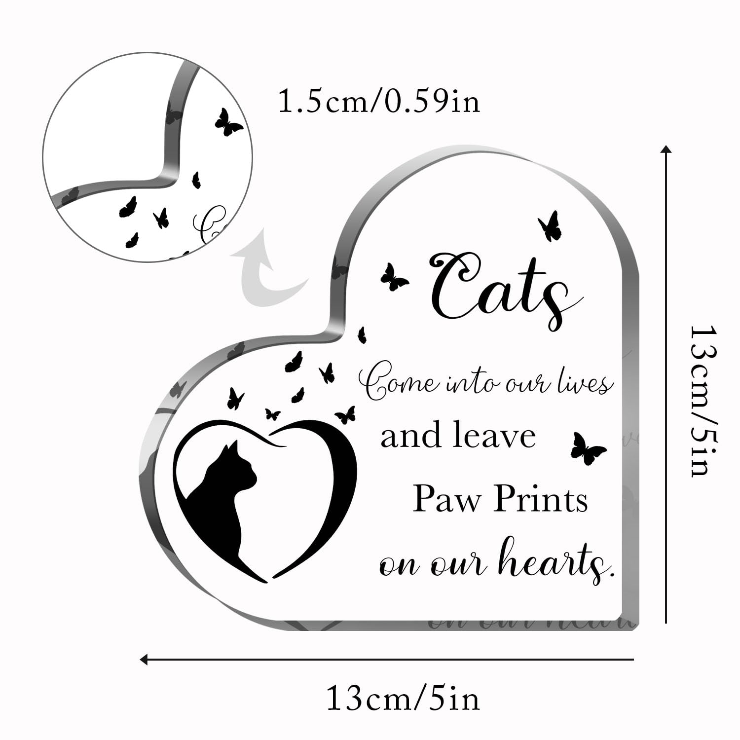 Cat Bereavement Gifts, Cat Remembrance Gift, Cat Loss Gifts, Memory Of Cat, Passing Away Gifts, Cat Sympathy Memorial Heart Shap