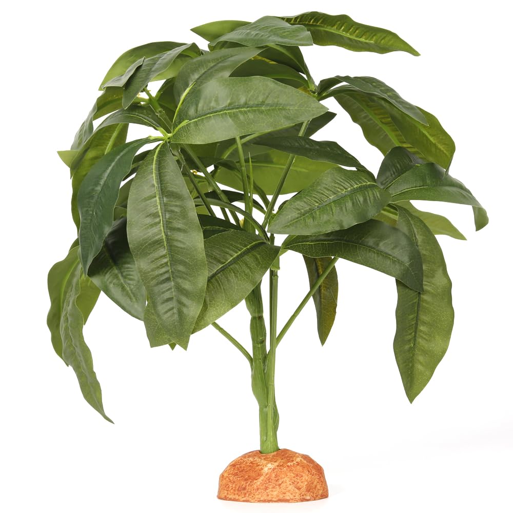WOLEDOE Fake Green Money Tree Plant, Reptile Decor for Terrarium, Crested Gecko Tank Accessories fit Leopard Gecko Bearded Drago